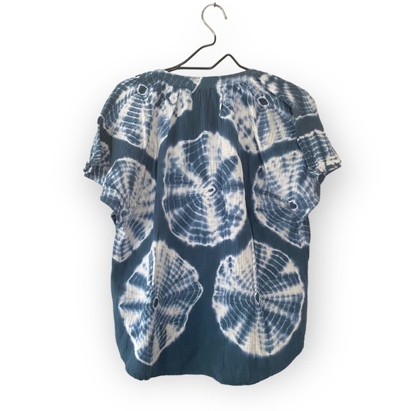 Young Fabulous Broke YFB Blue Tie Dye Henley Top Cotton T Shirt Size Small - Picture 3 of 8